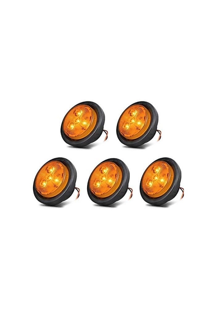 NEW SUN 5PCS 2.5" Round LED Trailer Side Lights - Amber Clearance Marker Lights - Image 2