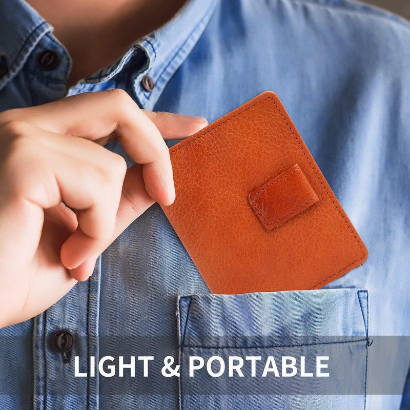 Dezire Crafts Bifold Leather Card Holder Wallet | 6 Card Slots, 1 ID Window & Elastic Closure | Slim & Minimalist Wallet for Men & Women | Compact Leather Card Case (Tan) - Image 3
