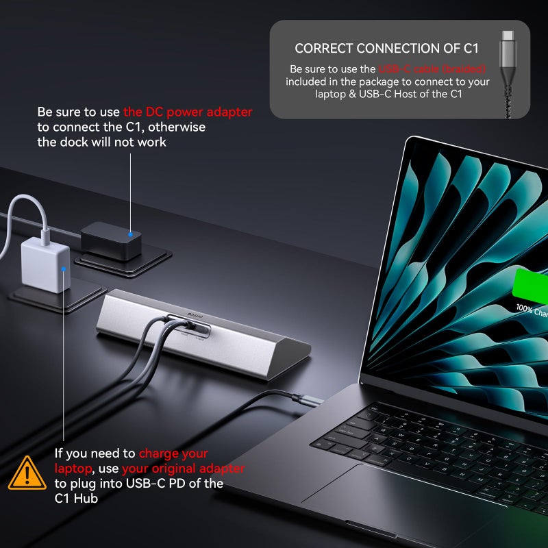 Gitfos Powered USB Hub,13 in 1 USB 3.2 Hub, USB C Hub with PD 100W, USB C 45W Charging,10Gbps Data, 7 USB A 3.0 Ports, 65W Power Adapter and 3.3FT Cable, Aluminum USB Hub for PC,Laptop,MacBook,iPad - Image 4