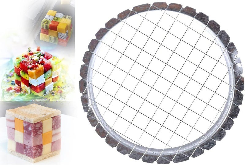 Sagapo 2 PACK Egg Chopper Hard Boiled Egg Slicers Fruit Cube Cutter Salads Cutters Tomato Cutter Potato Cutter,Mirror polished hard and durable stainless steel,Cut into squares,Decorate the meal - Image 1