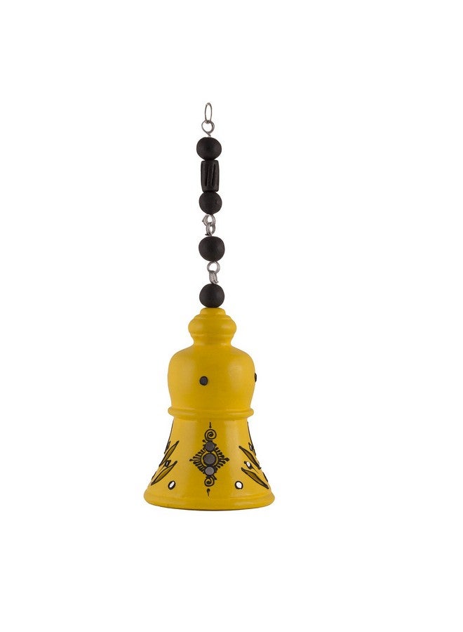 Shabana Art Potteries Terracotta Decorative Hanging Bell showpiece (Yellow, 12 inch) - Image 1