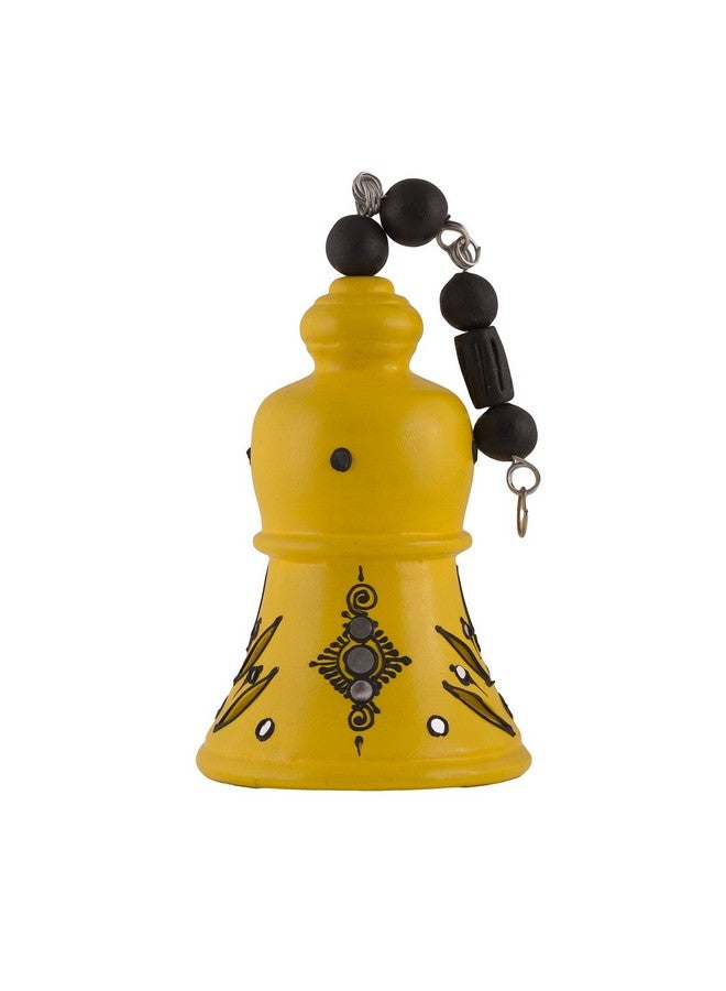 Shabana Art Potteries Terracotta Decorative Hanging Bell showpiece (Yellow, 12 inch) - Image 2