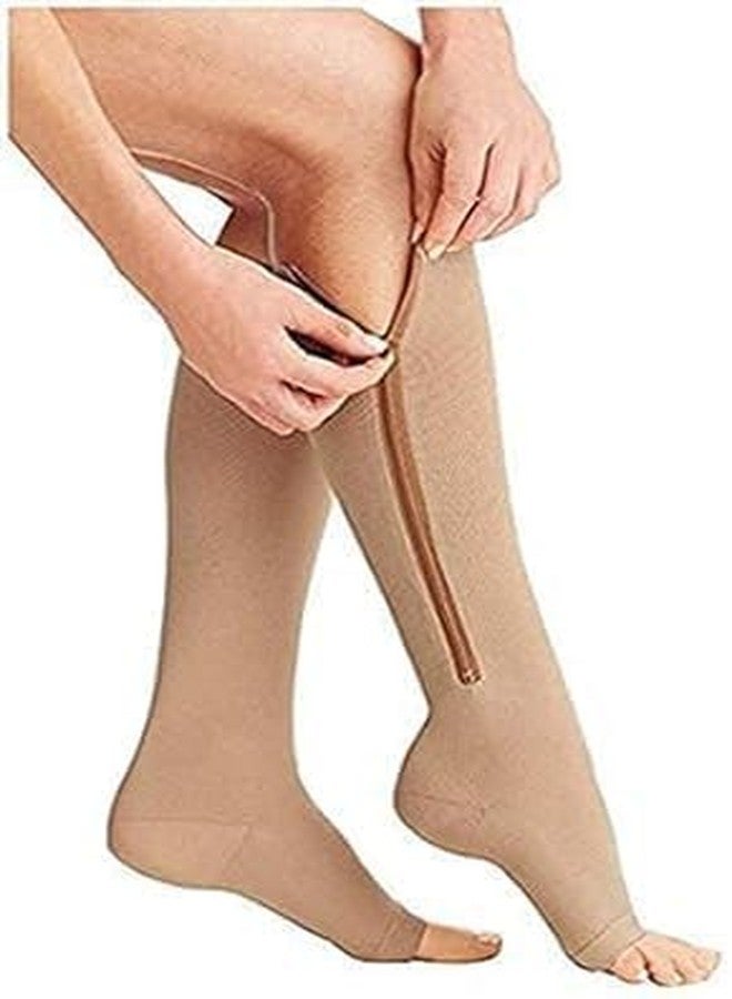DEVHEART Zip Compression Socks Toe Open Leg Support Stocking Knee High Socks with Zipper ( RANDOM COLOUR ) - Image 1