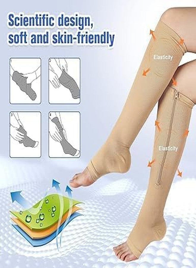 DEVHEART Zip Compression Socks Toe Open Leg Support Stocking Knee High Socks with Zipper ( RANDOM COLOUR ) - Image 5