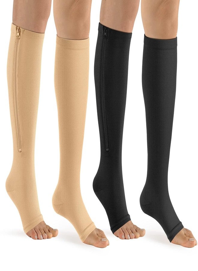 DEVHEART Zip Compression Socks Toe Open Leg Support Stocking Knee High Socks with Zipper ( RANDOM COLOUR ) - Image 2