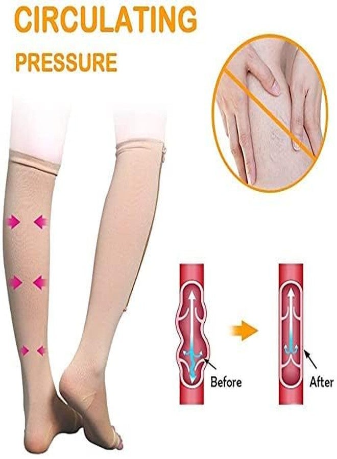DEVHEART Zip Compression Socks Toe Open Leg Support Stocking Knee High Socks with Zipper ( RANDOM COLOUR ) - Image 4