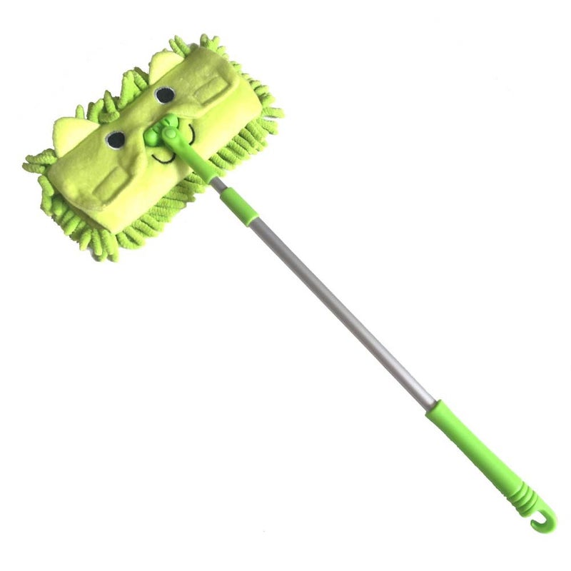 Xifando Mini Microfiber Chenille Cartoon Flat Dust Mop for ChildrenDetachable360 degree rotation Extensiontype Green