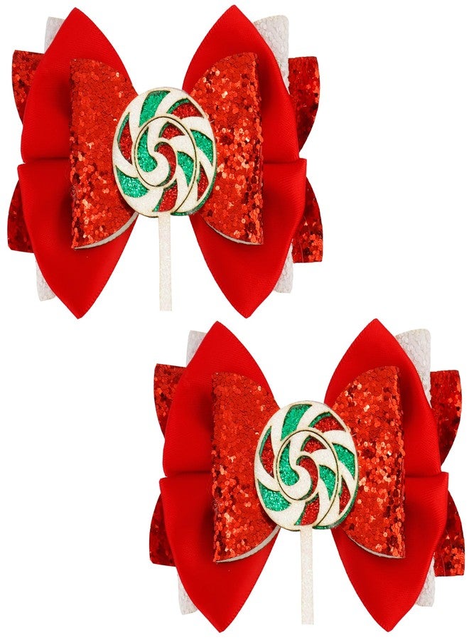 Exacoo Christmas Red Hair Bows For Girls Candy Hair Clips Christmas Hair Accessories Hair Barrettes Red Bow Glitter Birthday Decoration Party Prom Gift - Image 1