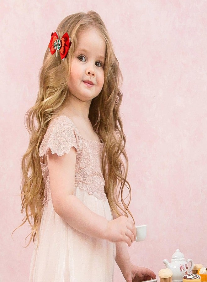 Exacoo Christmas Red Hair Bows For Girls Candy Hair Clips Christmas Hair Accessories Hair Barrettes Red Bow Glitter Birthday Decoration Party Prom Gift - Image 2