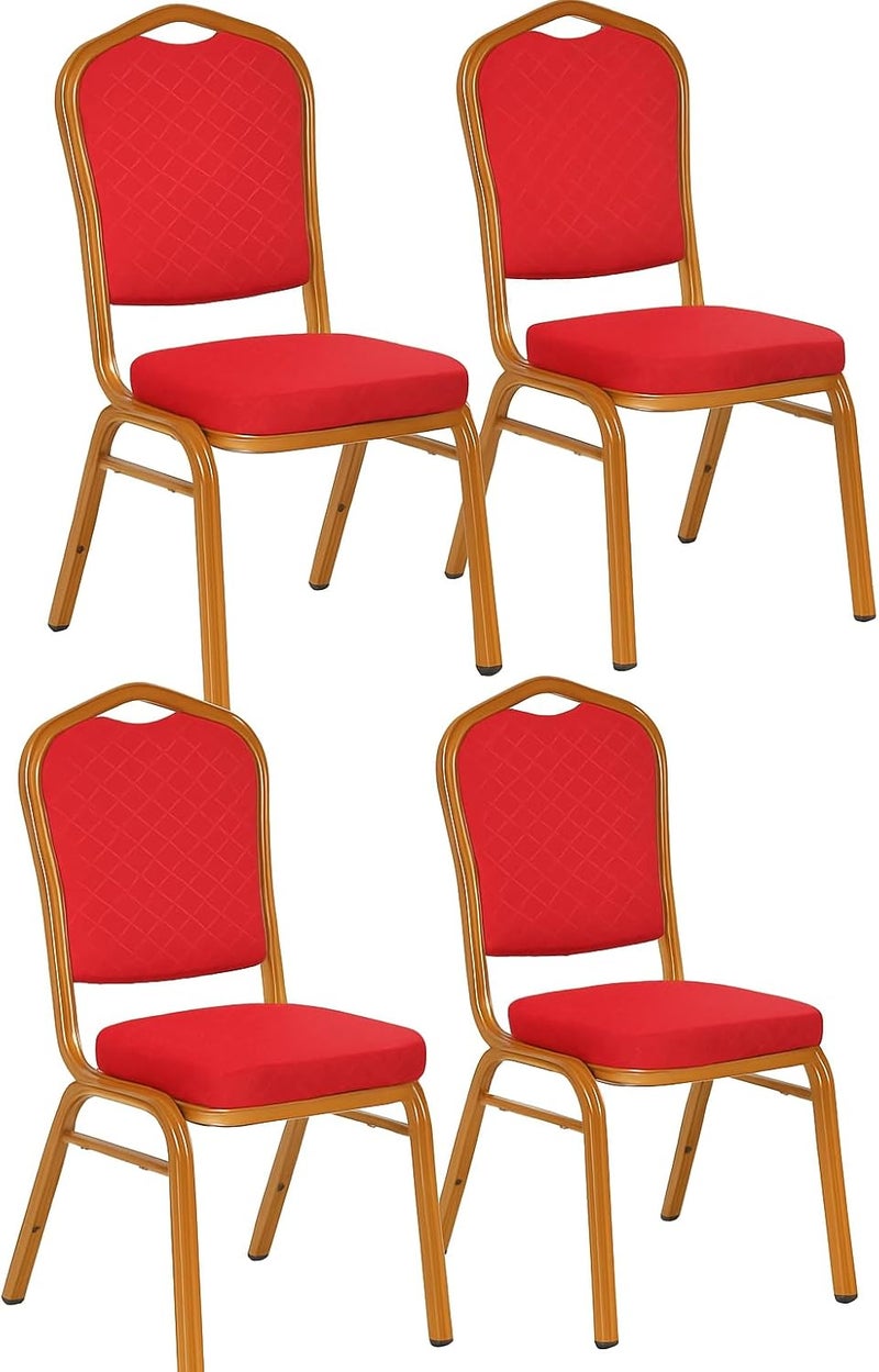 Harmony Home Premium Red Banquet Chair – Luxury Aluminum Frame with Cushioned Seat | Stackable Event Chair for Weddings, Parties, Halls & Conferences | Lightweight, Durable & Elegant Design(Set of 4 chairs) - Image 1