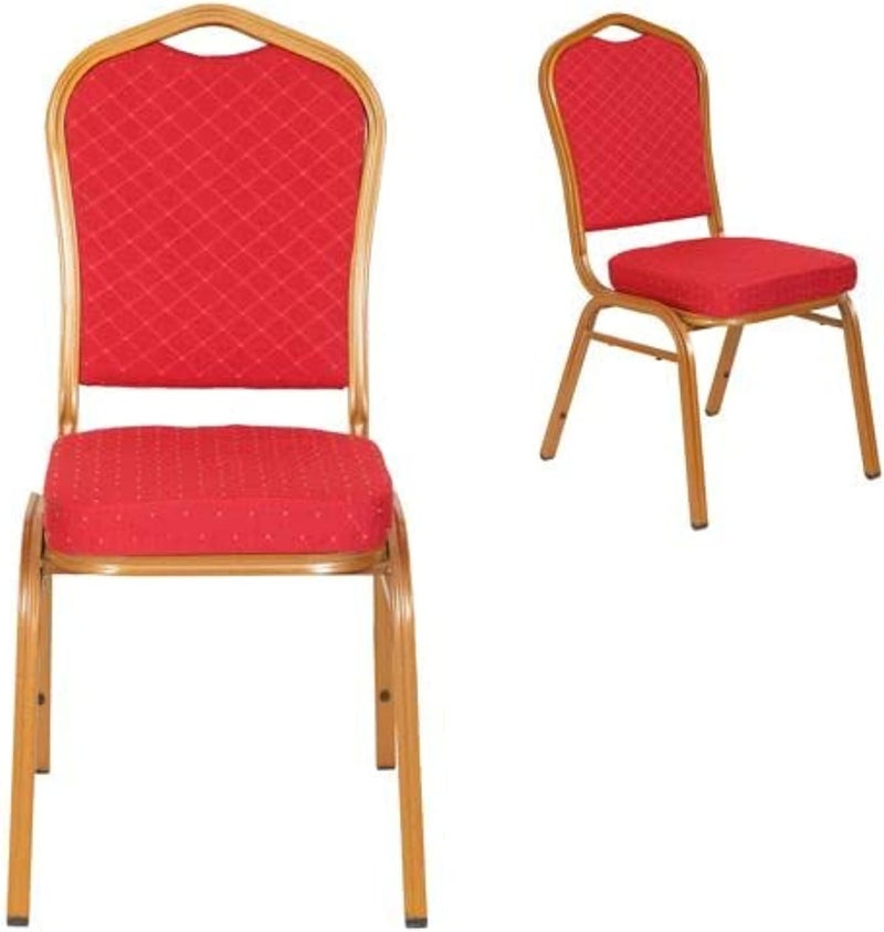 Harmony Home Premium Red Banquet Chair – Luxury Aluminum Frame with Cushioned Seat | Stackable Event Chair for Weddings, Parties, Halls & Conferences | Lightweight, Durable & Elegant Design(Set of 4 chairs) - Image 2
