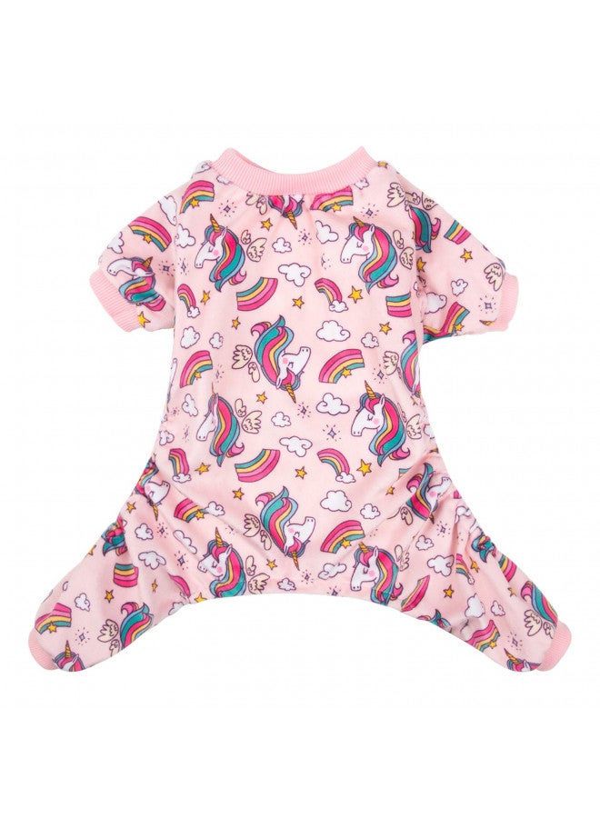 CuteBone CuteBone Dog Pajamas Pink Unicorn Dog Apparel Dog Jumpsuit Pet Clothes Pajamas Puppy Clothes P67S Small - Image 1