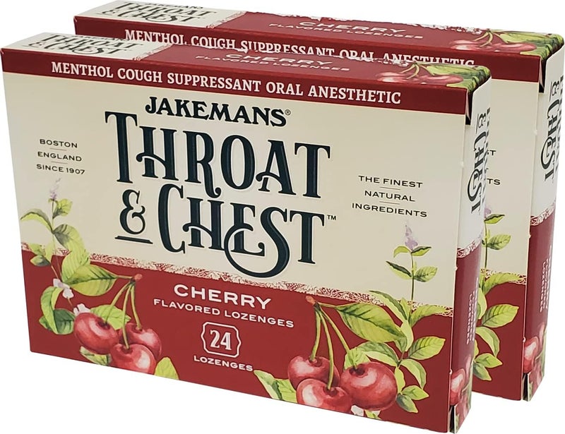 JAKEMANS حلوى الحلق والصدر بنكهة الكرز 24 حبة - عبوة من 2 - Image 1