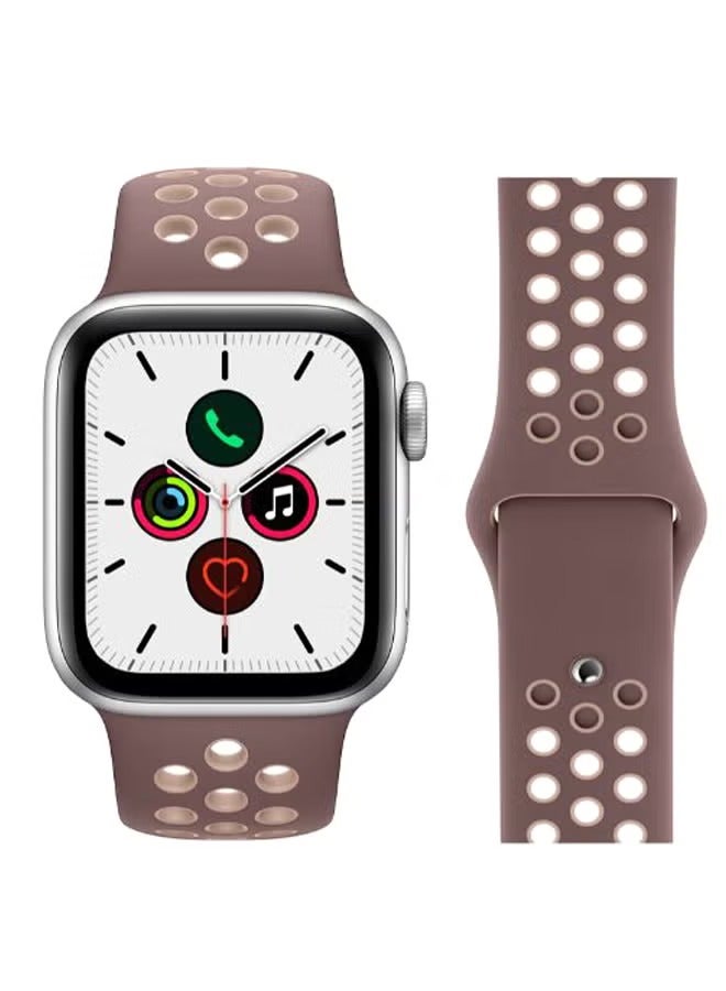 PROMASS Dot Pattern Silicone Replacement Band For Apple iWatch Series 5/4/3/2/1 Smokey Mauve/Beige - Image 2
