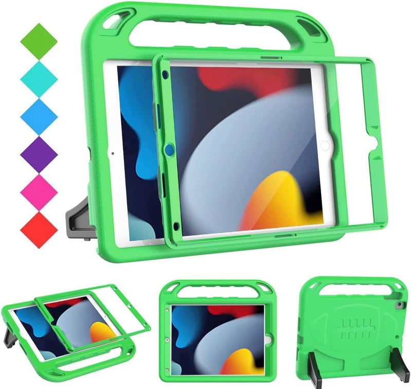 BMOUO Kids Case for iPad 9th/8th/7th Generation, with Built-in Screen Protector, Shockproof Handle Stand Kids iPad 10.2" Case 2021/2020/2019, Green - Image 1