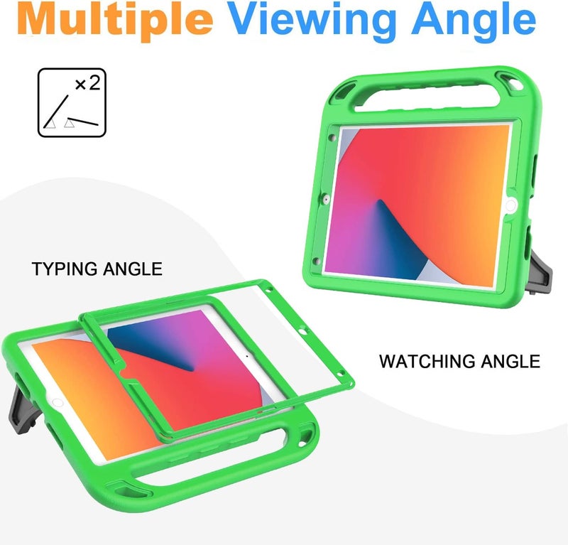 BMOUO Kids Case for iPad 9th/8th/7th Generation, with Built-in Screen Protector, Shockproof Handle Stand Kids iPad 10.2" Case 2021/2020/2019, Green - Image 5