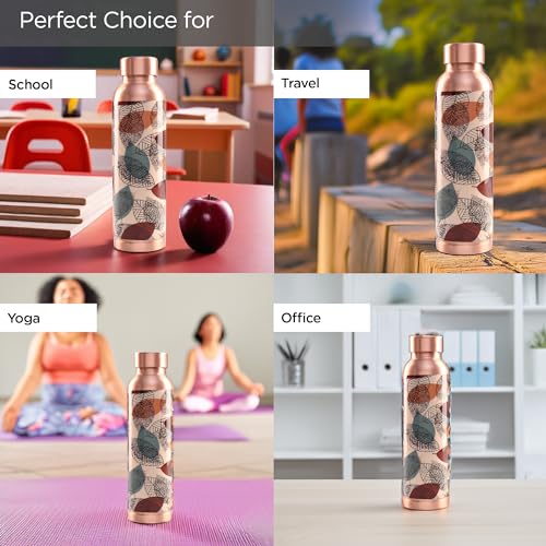UMAI Copper Water Bottle 950ml | Designer Leakproof Eco-Friendly Immunity Boosting Non-Toxic BPA Free | Kids Drinkware & Storage | Home Gym Office | Unique Printed Bottle - Image 4