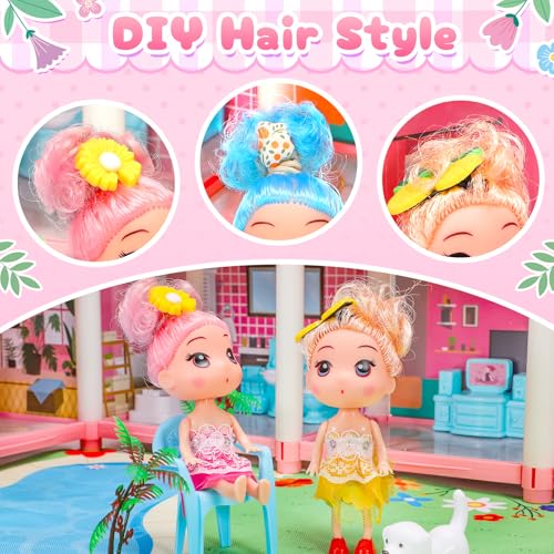AmiDear Dollhouse with 4-Story 11 Rooms, Dream Gift Princess Doll House Playset with Furniture Pool Slide, Pink Toddler Toy House for 3 4 5 6 7 8 9 10 Year Old Girls - Image 5