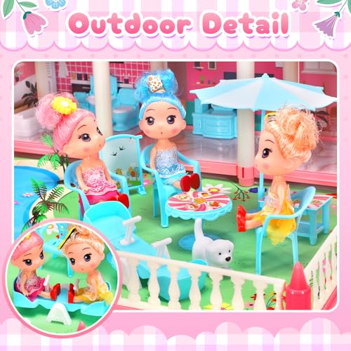 AmiDear Dollhouse with 4-Story 11 Rooms, Dream Gift Princess Doll House Playset with Furniture Pool Slide, Pink Toddler Toy House for 3 4 5 6 7 8 9 10 Year Old Girls - Image 3