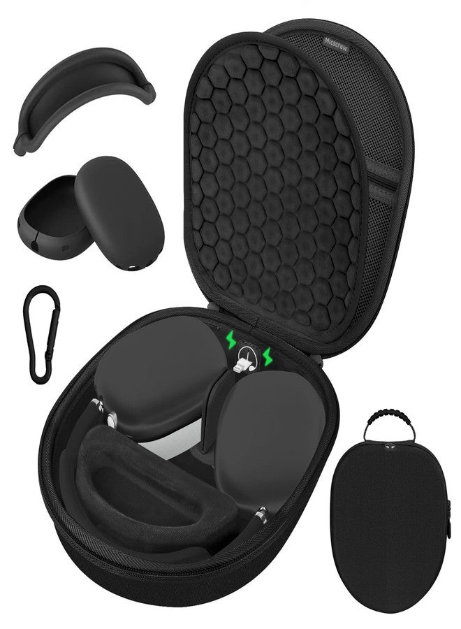 Micscrew AirPod Max Case with Sleep and Charging Support, AirPods Max Case Accessory Compatible with Apple AirPods Max Wireless Over-Ear Headphones, Travel Portable Airpod Max Case(Black) - Image 1
