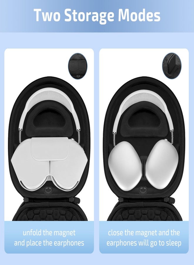 Micscrew AirPod Max Case with Sleep and Charging Support, AirPods Max Case Accessory Compatible with Apple AirPods Max Wireless Over-Ear Headphones, Travel Portable Airpod Max Case(Black) - Image 3