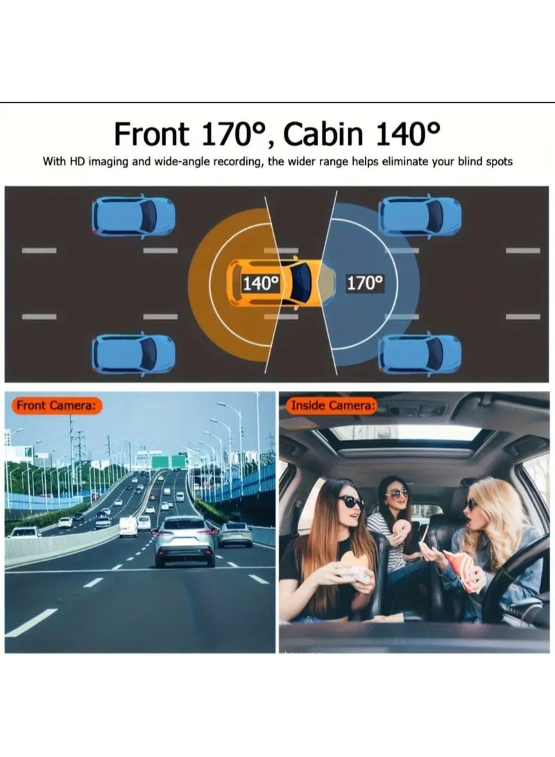 2-Channels Dash Cam, 1080P HD Car DVR Camera with 170° Wide Angle, Night Vision - Image 5