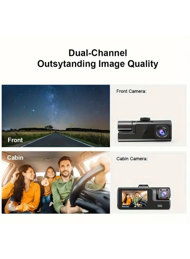 2-Channels Dash Cam, 1080P HD Car DVR Camera with 170° Wide Angle, Night Vision - Image 3