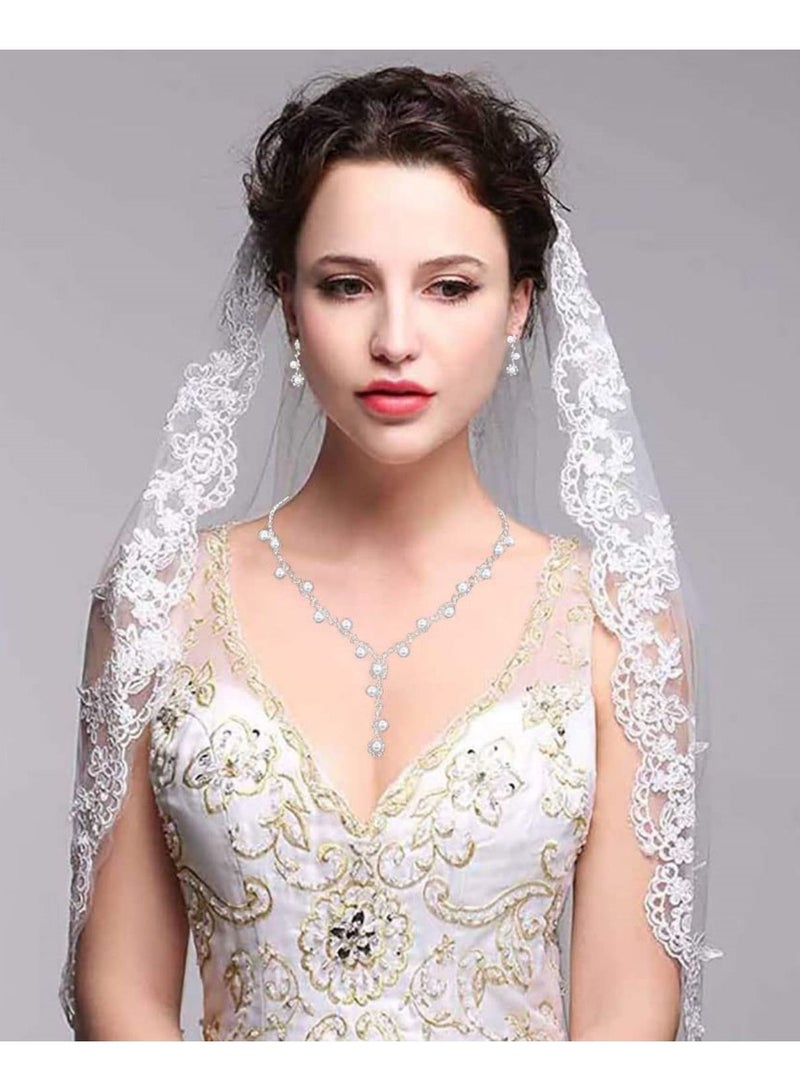 Suntown Wedding Bridal Jewelry Rhinestone Bride Necklace Earrings Set Silver Bridesmaid Crystal Necklace Accessories Sets for Women and Girls - Image 3