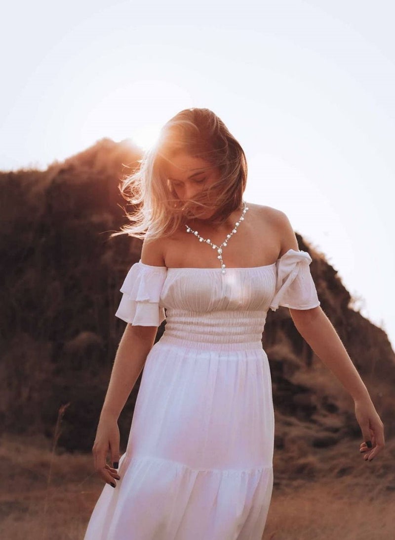 Suntown Wedding Bridal Jewelry Rhinestone Bride Necklace Earrings Set Silver Bridesmaid Crystal Necklace Accessories Sets for Women and Girls - Image 4