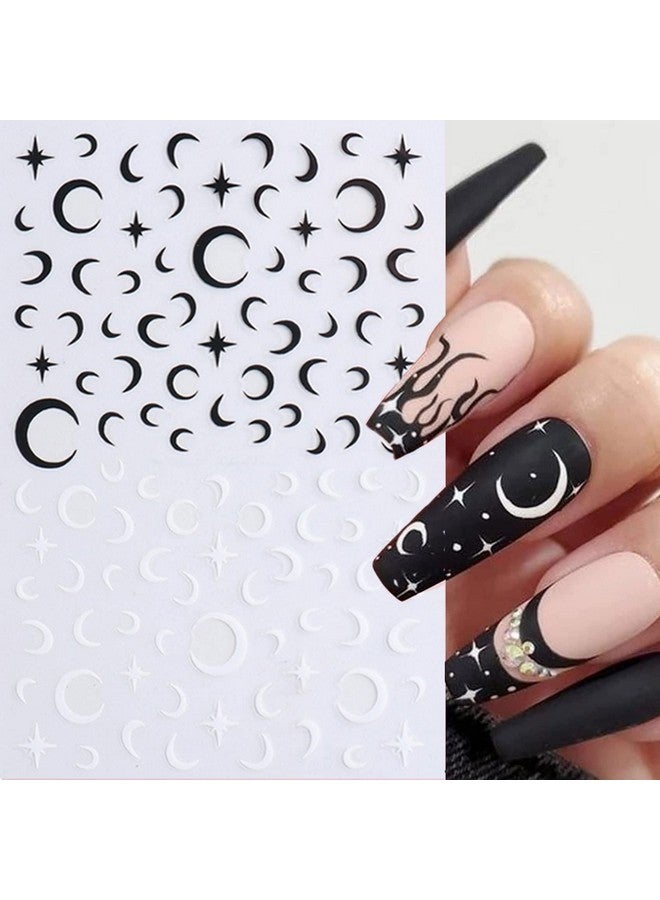 winthrop 8 Sheets Cloud Moon Nail Stickers 3D Black White Design Selfadhesive Nail Art Decalsflame Starlight Butterflies Diy Manicure Decorations For Women Girls - Image 3