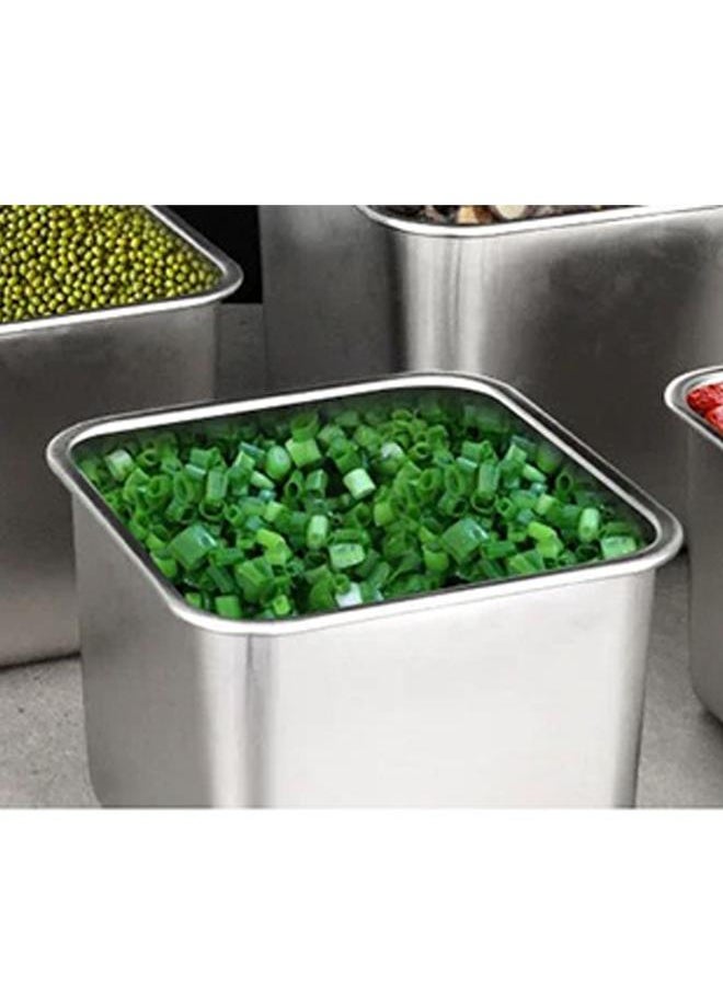 Thoraya Stainless Steel Spice Box Quadrate Anti Rust Rounded Corners Seasoning Storage Box for Commercial Kitchens Restaurants 12cm/4.7in  - Image 3