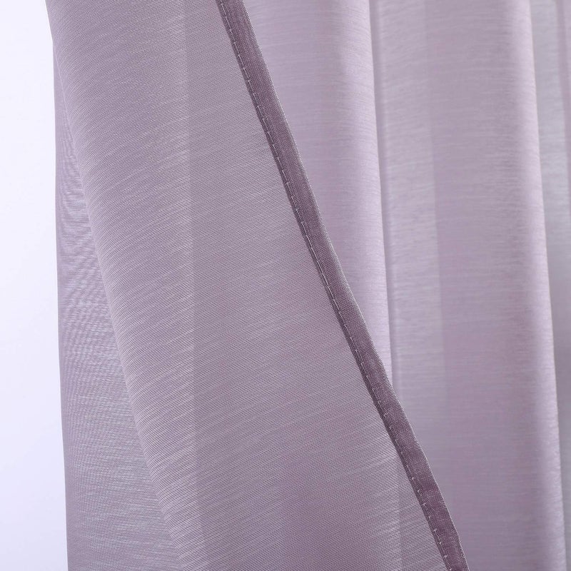 DONREN Sheer Curtains Panel 72 Inches Long Ring Top Window Treatment Textured Sheer Drapes for Bedroom Lavender Purple Set of 2 - Image 5
