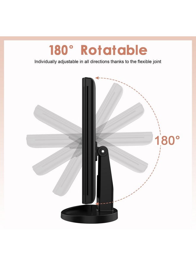 WEILY Lighted Vanity Makeup Mirror 1X2X3X Magnification Trifold With 21 Led Lights Touch Screen And Usb Charging 180 Degree Adjustable Stand For Countertop Cosmetic Makeup Mirror(Black)  - Image 4