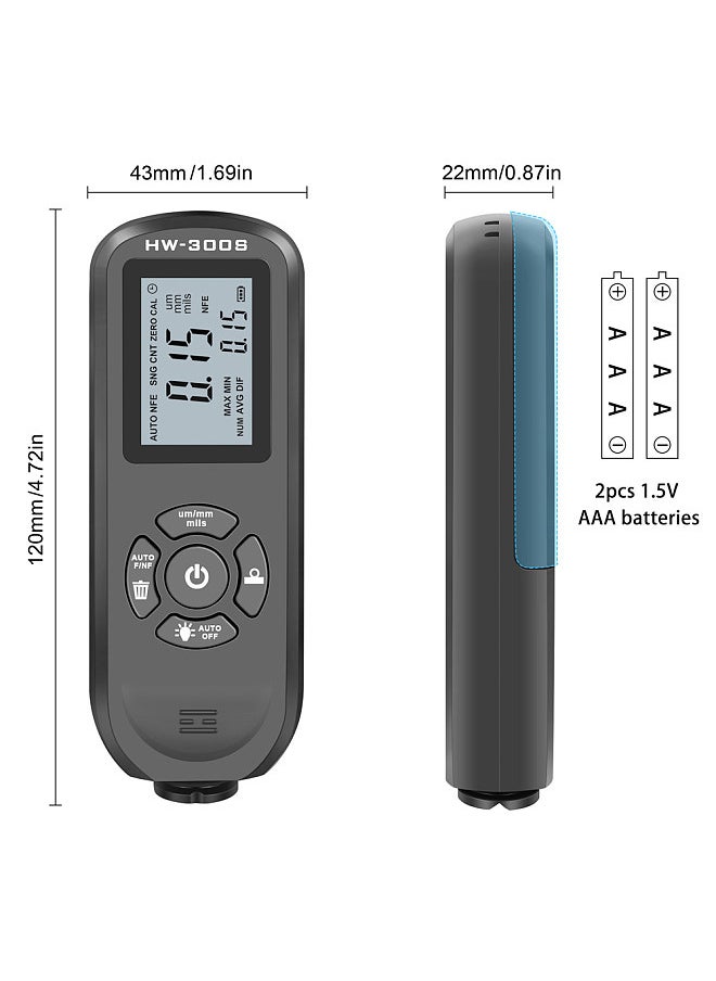 Generic - Coating Thickness Gauge High Accurancy Digital Paint Film Thickness Tester LCD Backlight Display Thickness Measuring Tool - Image 1