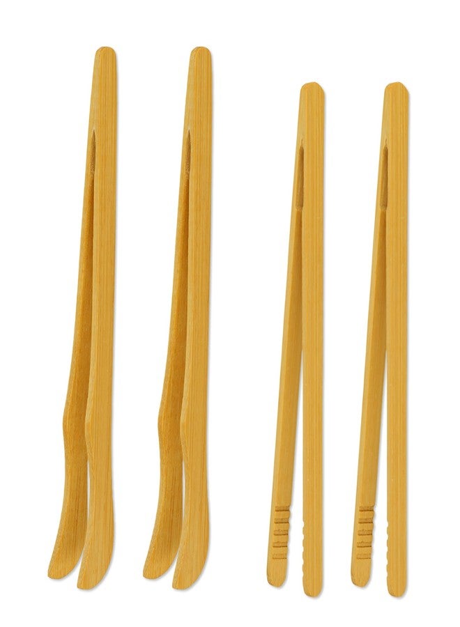 PKRFCJ 4 Pcs Bamboo Tongs for Toaster,Wooden Tongs for Cooking,Natural Bamboo Structure,Tough Texture, Easy to Clean,Suitable for Toaster, Fruit, Bread, Pickles, Cheese, Bacon and Muffins - Image 1