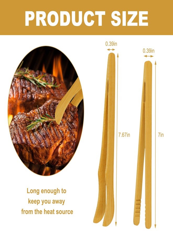 PKRFCJ 4 Pcs Bamboo Tongs for Toaster,Wooden Tongs for Cooking,Natural Bamboo Structure,Tough Texture, Easy to Clean,Suitable for Toaster, Fruit, Bread, Pickles, Cheese, Bacon and Muffins - Image 2