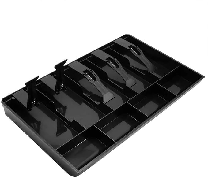 WEGON SOLPEX Cash Drawer 5 Bills 4 Coins ABS Cashier Storage Box for Super Markets 404 X 244 X 36 cm Black - Image 1