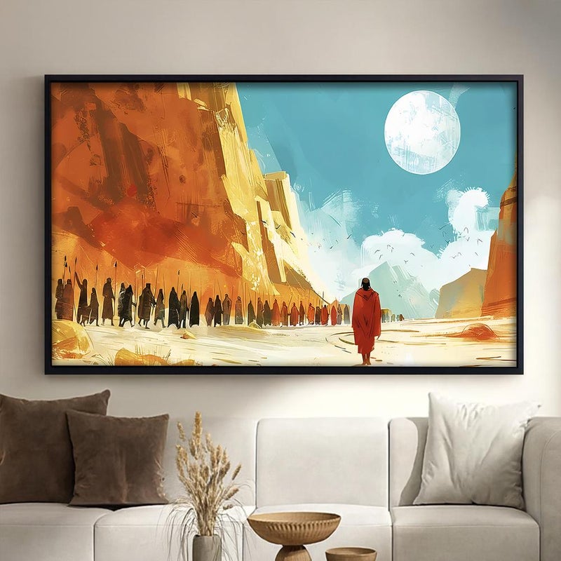 Marktna Canvas painting with a traditional art design and a hollow frame, measuring (90×60), one piece - Image 2