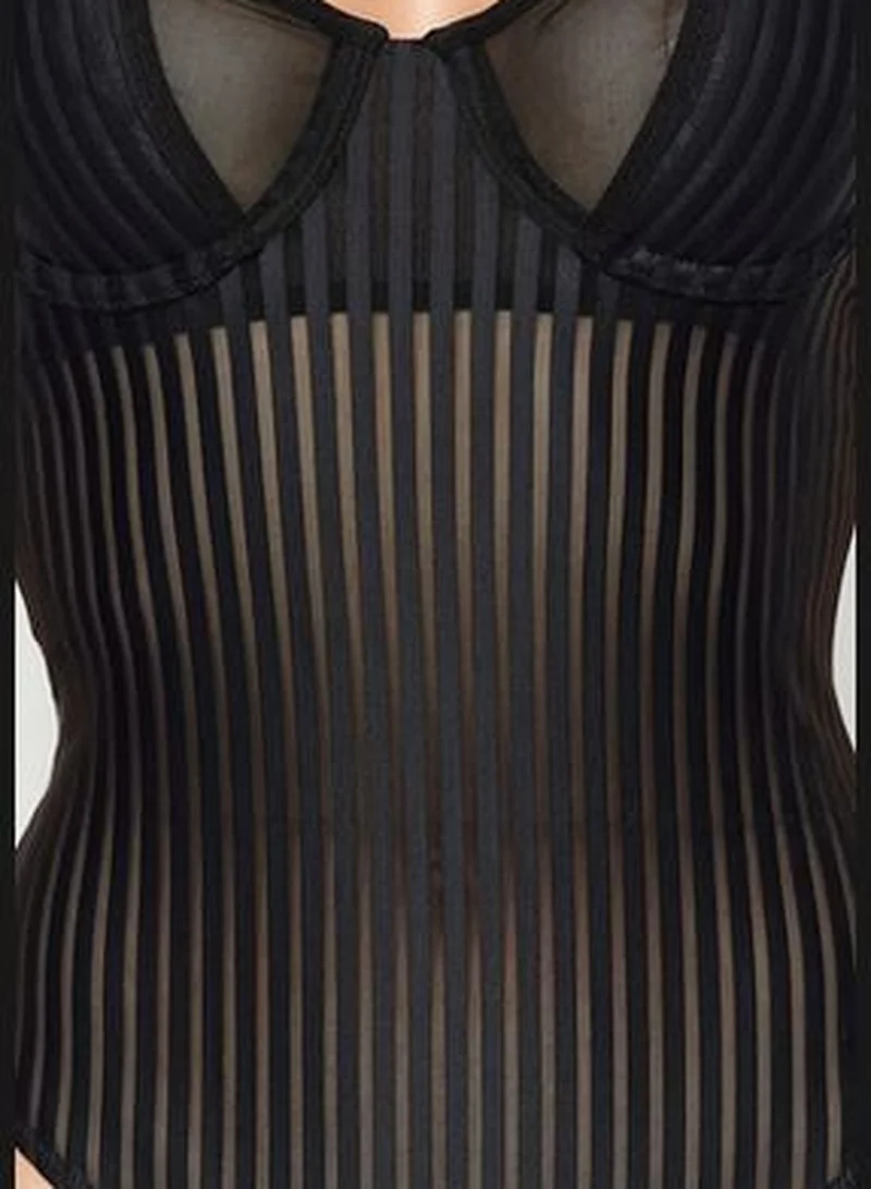 trendyol Black Polyamide Body-Collar Body with Snap Snap THMAW24BD00001