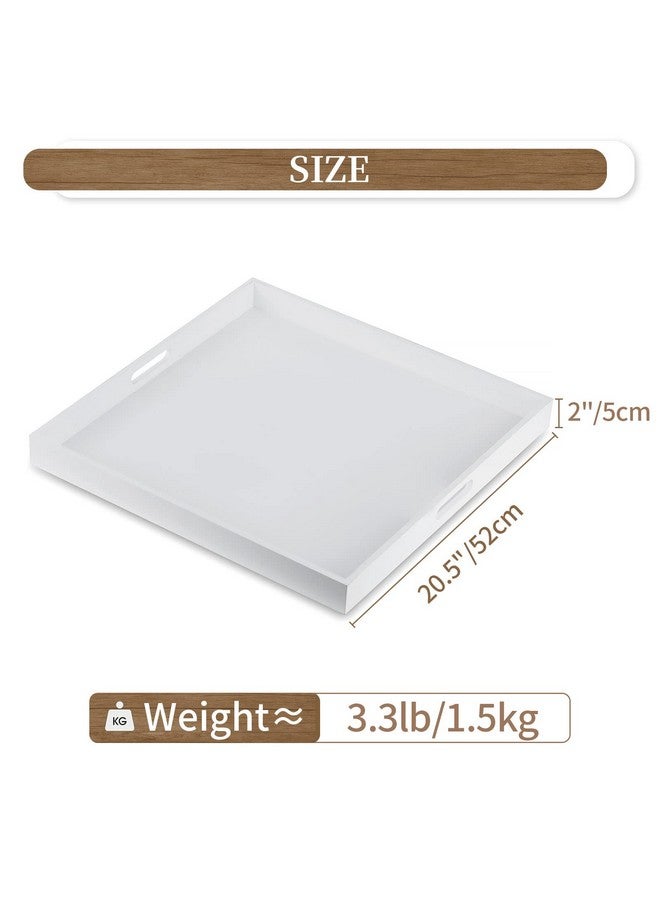 Hanobe Square Large Ottoman Tray: Modern Extra Large White Serving Decorative Trays with Cutout Handles for Living Room Coffee Table Home, 20" - Image 5