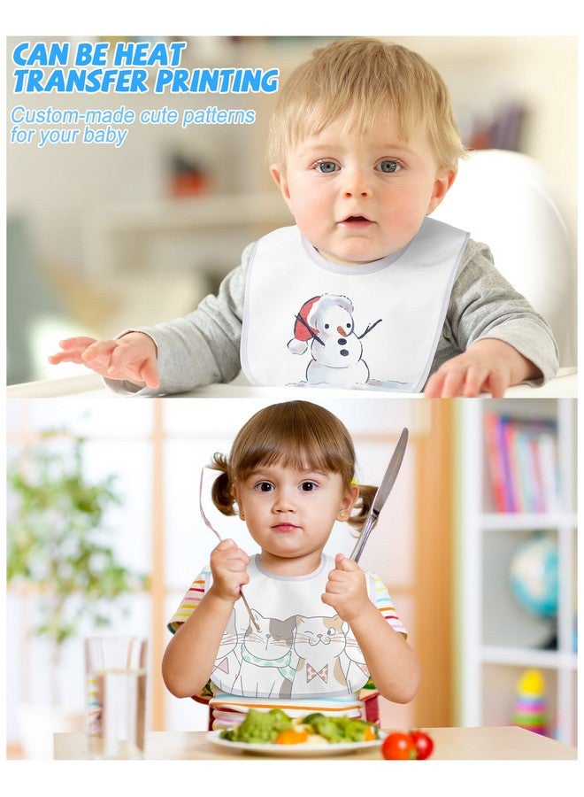 Foaincore 30 Pack Blank White Baby Bibs 2 Ply Waterproof Absorbent White Bibs Unisex Sublimation Baby Drool Bib With Hook And Loop Fastener Drooling Bibs For Baby Decorating Feeding Teething Drooling - Image 5