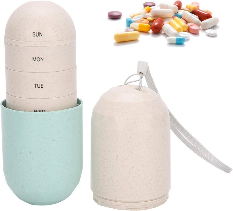 Organizer Daily Cases Mini Portable Pills Box 7 Day Travel Elderly Care Pills Organizer Capsule Shape Case