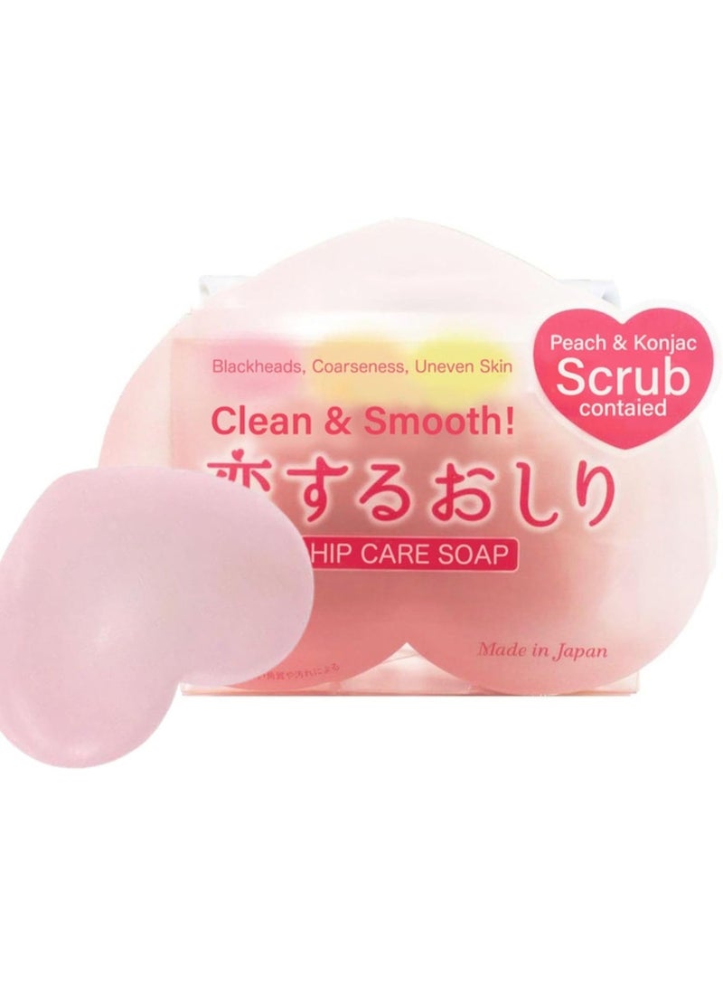 Pelican Hip Care Soap 80g – Peach & Konjac Exfoliating Body Soap for Smooth Skin, Removes Roughness & Blackheads, Made in Japan - Image 1