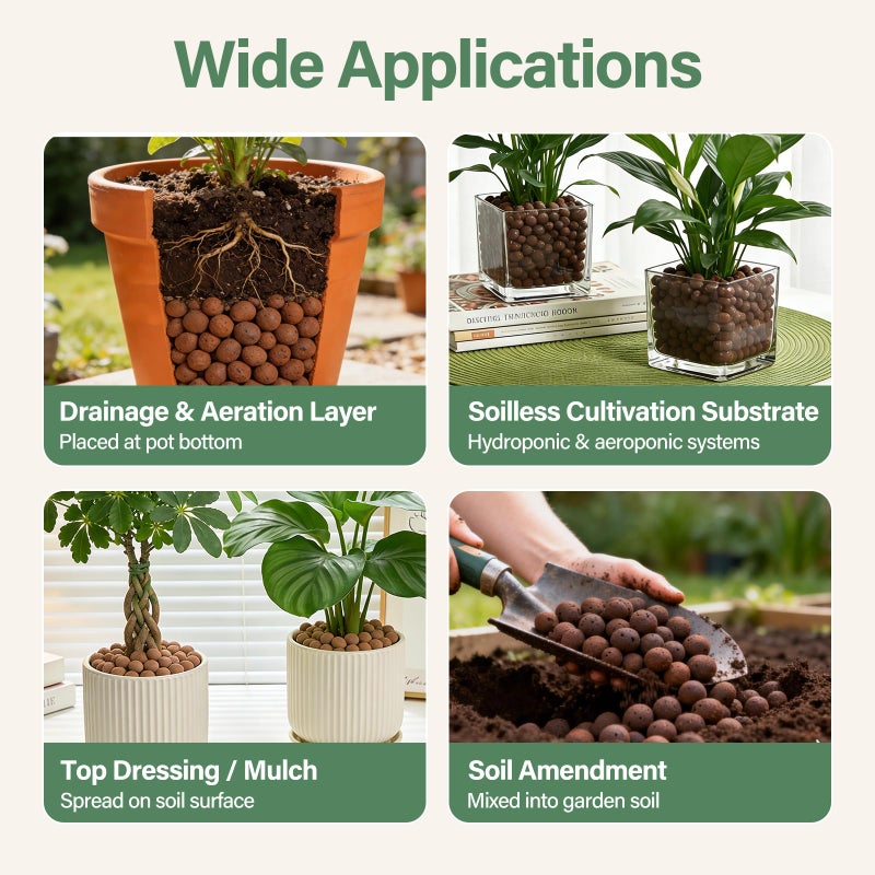 Halatool 2 LB Expanded Clay Pebbles for Plants 4mm-16mm Clay Balls 100% Organic Hydroton Leca Balls for Indoor Plants Hydroponic Growing Gardening Orchids Drainage Decoration Aquaponics - Image 3