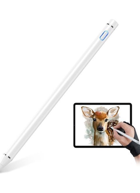 ESR Active Stylus Pen for Touch Screens, Rechargeable 1.5mm Fine Point Smart Pencil [Compatible for iPhone iPad Samsung Phone &Tablets (iOS/Android)] White