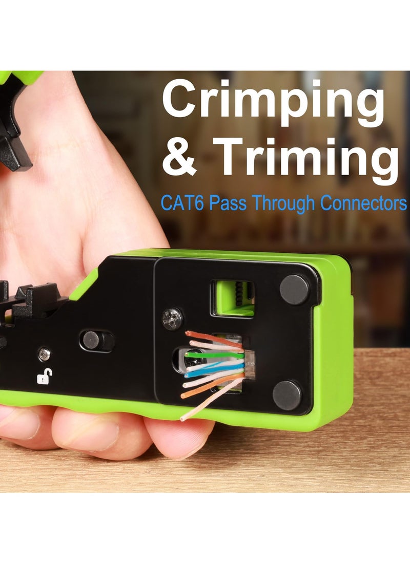 Jubilin - RJ45 Crimp Tool Kit Pass Through RJ45 Crimper, Ethernet Crimping Tool Kit，RJ45 crimping tool set network tool for network plug CAT5/CAT6/CAT7 - Image 1