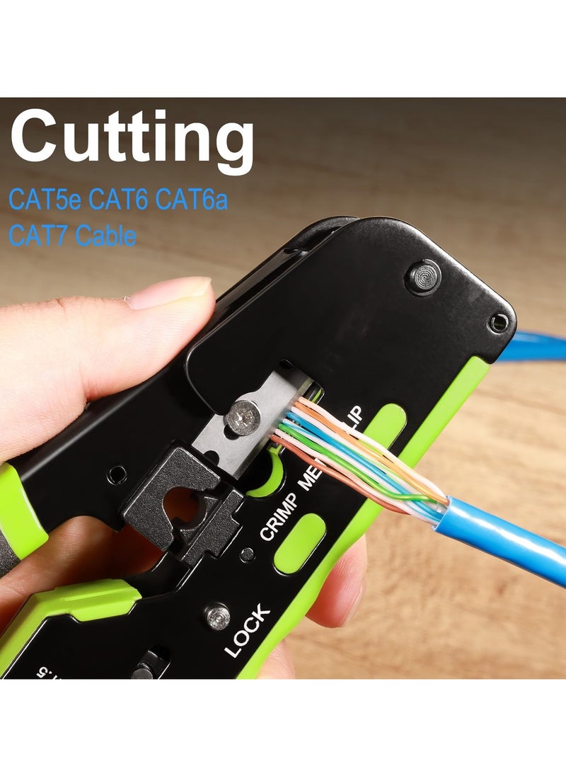 Jubilin - RJ45 Crimp Tool Kit Pass Through RJ45 Crimper, Ethernet Crimping Tool Kit，RJ45 crimping tool set network tool for network plug CAT5/CAT6/CAT7 - Image 1