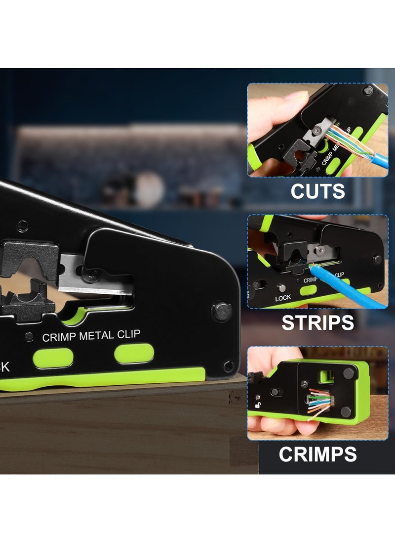 Jubilin - RJ45 Crimp Tool Kit Pass Through RJ45 Crimper, Ethernet Crimping Tool Kit，RJ45 crimping tool set network tool for network plug CAT5/CAT6/CAT7 - Image 1