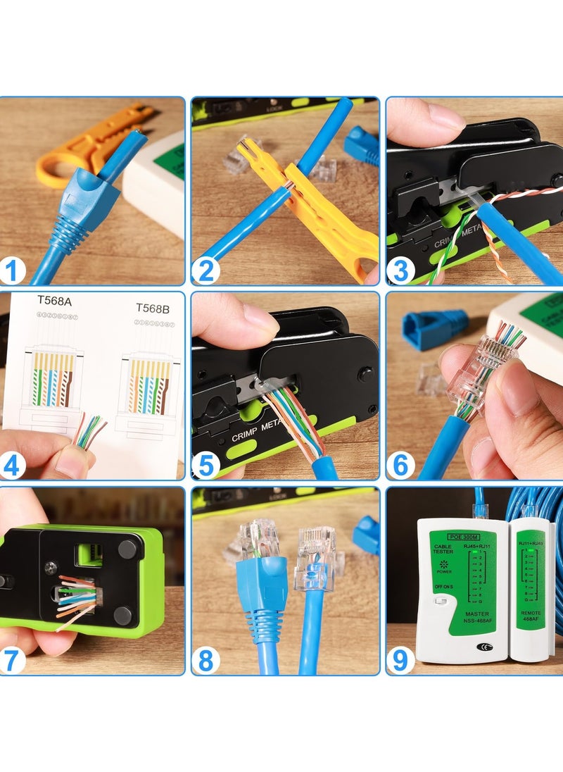 Jubilin - RJ45 Crimp Tool Kit Pass Through RJ45 Crimper, Ethernet Crimping Tool Kit，RJ45 crimping tool set network tool for network plug CAT5/CAT6/CAT7 - Image 1