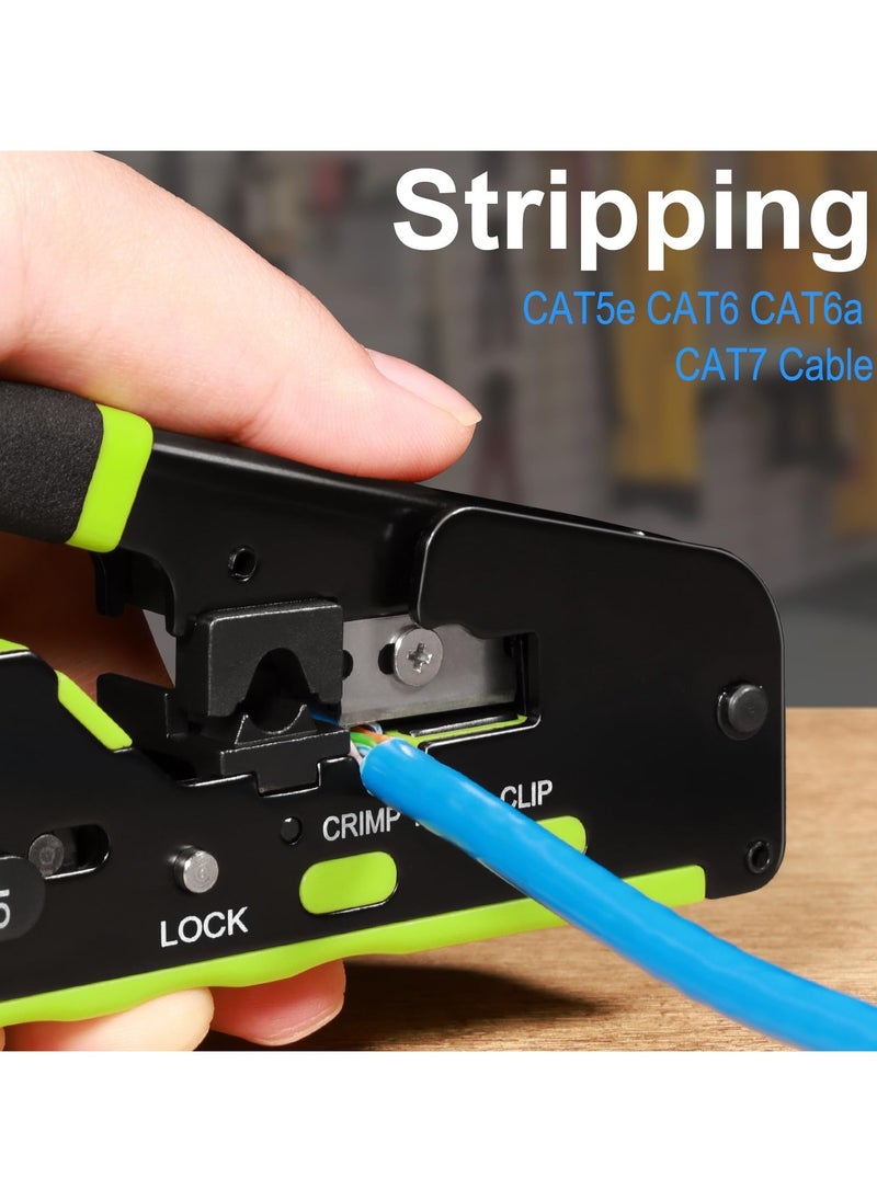 Jubilin - RJ45 Crimp Tool Kit Pass Through RJ45 Crimper, Ethernet Crimping Tool Kit，RJ45 crimping tool set network tool for network plug CAT5/CAT6/CAT7 - Image 1